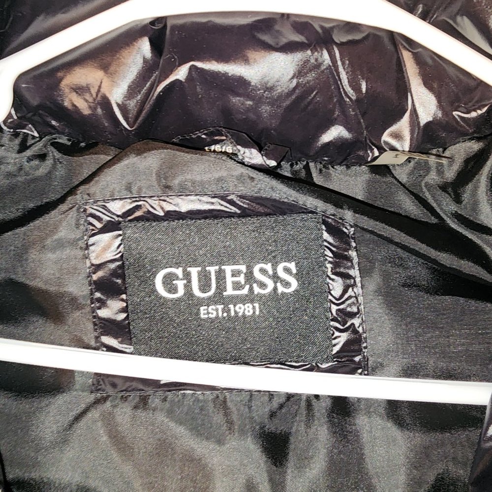 Guess Women's Hooded Puffer Coat Black, Size Large - Picture 7 of 12